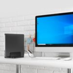amazon basics Vertical Laptop Stand | Space-Saving Design | Scratch-Resistant | Fits All Laptops Up to 17.3 inches (43.94cm) - Image 5