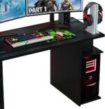 Gaming Computer Desk with 5 Shelves, Cable Management and Large Monitor Stand, Modern Wooden Desk, 136 x 60 x 75 cm - Black - Image 4