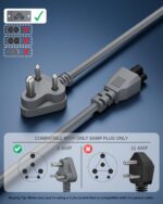 FEDUS 1.8 Meter Long TPR (Thermoplastic Rubber) Laptop Power Cord, 2500 Watt 3 Pin IEC C5 Charger Adapter Cable Wire AC Lead for Asus/Dell/HP/Lenovo/ASUS/Acer/Samsung/Compaq & All Gaming laptops - Image 4