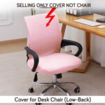 HOKIPO Water Repellent Office Chair Cover for Desk Chair (Low-Back) – 210 GSM Stretch Jacquard – Washable, Durable & Anti-Slip – Fits Small & Low-Back Office Chairs, Pink (AR-6224-PNK-S) - Image 3