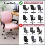 HOKIPO Water Repellent Office Chair Cover for Desk Chair (Low-Back) – 210 GSM Stretch Jacquard – Washable, Durable & Anti-Slip – Fits Small & Low-Back Office Chairs, Pink (AR-6224-PNK-S) - Image 4