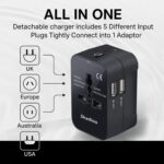 SKADIOO International Travel Adapter | Universal Charger Adapter with Dual USB Port | 2.1A Fast Charging | Multi Plug Adapter 100-250V for Worldwide Travel | Compact All-in-One Design (Black) - Image 4