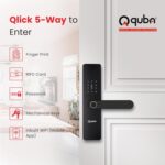 Quba QLICK Digital Smart Lock | 5-Way Access Biometric Door Lock | Black | WiFi & Fingerprint Enabled Security with Anti-Tamper & Hijack Alarm | 2 Keys & 100 User Capacity | 2 Yr Warranty - Image 3