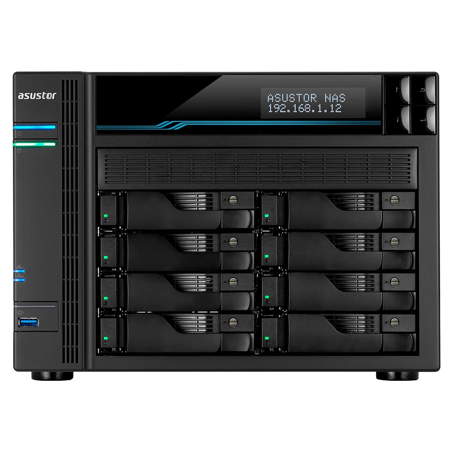Asustor Lockerstor 8 AS6508T, 8 Bay NAS, 2.1GHz Quad-Core, 2 M.2 NVMe SSD Slot, 8GB RAM DDR4, 2 10GbE Port, 2 2.5GbE Port, Enterprise Network Attached Storage (Diskless) - Image 4