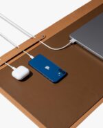 DailyObjects Dart Large Premium Vegan Leather Desktop/Laptop Desk Mat for Work from Home/Office/Gaming | Cable Organiser & Hideway Storage | Extended Mousepad & Water-Resistant - Tan - Model - R1 - Image 3