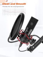 FIFINE USB Gaming Microphone Set with Flexible Arm Stand Pop Filter, Plug and Play with PC Desktop Laptop Computer, Streaming Podcast Mic Kit for Home Studio (T732), Black - Image 3