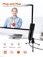 FIFINE USB Gaming Microphone Set with Flexible Arm Stand Pop Filter, Plug and Play with PC Desktop Laptop Computer, Streaming Podcast Mic Kit for Home Studio (T732), Black - Image 5