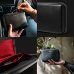 DailyObjects Leather Large Travel Digital Accessories Storage Bag | Portable Gadget Organizer Case | Zippered Tech Kit Organizer Pouch - Black - Image 4