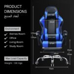 GTPLAYER #1USA Multi-Functional Ergonomic Gaming & Computer Chair – Massage Cushion, Premium PU Leather, Adjustable Neck & Lumbar Pillow for Back Support, Footrest (Blue) - Image 4