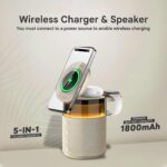 Humble® 5-in-1 Bluetooth Speaker with 15W Magnetic Wireless Charger | Mag-Safe Charging Dock for iPhone Series 17/16/15/14/13/12, iWatch & AirPods | Fast Charging Phone Stand with Night Lamp (Cream) - Image 3