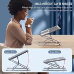 Amazon Basics Double Layer Laptop Stand, 7X9 Height & Angle Adjustable Aluminum Tabletop Riser, Fits Upto 17 Inch Laptops (Silver) - Image 4