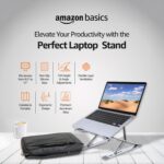 Amazon Basics Double Layer Laptop Stand, 7X9 Height & Angle Adjustable Aluminum Tabletop Riser, Fits Upto 17 Inch Laptops (Silver) - Image 6