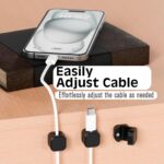 Storite Pack of 8 Magnetic Cable Organizer Clips – Self-Adhesive Wire Management Solution for Home and Office,Car,Desk, Management Solution for Data Cable, Power Cords and More - Black - Image 5