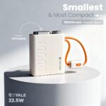 Lapcare Royale 10000mAh Pocket Power Bank | Dual in-Built Cables (Type-C & Lightning) | Dual Type-C Port & 22.5W Fast Charging | Smart LED Display | Compact Size | Made in India - Image 3