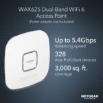 Netgear WAX625 Dual Band IEEE 802.11 a/b/g/n/ac/ax 5.40 Gbit/s Wireless Access Point - Image 3