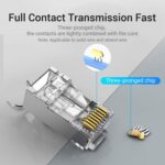 FEDUS 4 PCS RJ45 Cat7 & Cat6A Crimping Connectors plug, 50U Nickel Plated 3 Prong Shielded FTP/STP External Ground for 23 AWG (0.573mm) Network Cable, Metal Shielded, RJ45 8P8C Modular Plug - Image 6