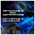 Cosmic Byte Inferno 2.4Ghz Wireless + Bluetooth + Wired Headphone, Dual Mode, 20ms Latency, 40Hrs Battery Life, 50mm Driver, ENC Microphone, Breathable Fabric Cushions (Black) - Image 4