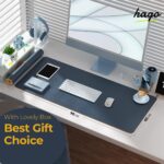 Hago Laptop Accessories - Waterproof Gaming Mouse Pad, Vegan PU Leather Table Mat, Ideal for Work and Gaming (45 * 90, Blue & Yellow) - Image 4
