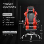GTPLAYER #1USA Multi-Functional Ergonomic Gaming & Computer Chair – Massage Cushion, Premium PU Leather, Adjustable Neck & Lumbar Pillow for Back Support, Footrest (Red) - Image 3