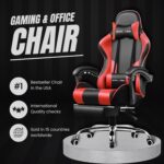 GTPLAYER #1USA Multi-Functional Ergonomic Gaming & Computer Chair – Massage Cushion, Premium PU Leather, Adjustable Neck & Lumbar Pillow for Back Support, Footrest (Red) - Image 4