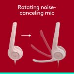 Logitech H390 Wired Headset for PC/Laptop, Stereo Headphones with Noise Cancelling Microphone, USB-A, in-Line Controls, Works with Chromebook - Rose - Image 4