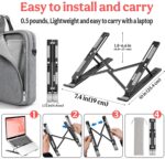 Premium Metal Laptop Stand Foldable, Aluminum Note Book Stand Portable Any Laptop Stand Adjustable Height/OverHeating Protection Laptops/MacBooks/Table and Many More (Metallic Black, MLS002) - Image 3