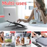 Premium Metal Laptop Stand Foldable, Aluminum Note Book Stand Portable Any Laptop Stand Adjustable Height/OverHeating Protection Laptops/MacBooks/Table and Many More (Metallic Black, MLS002) - Image 5