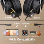 OneOdio A70 Bluetooth Over Ear Headphones, Wireless Headphones w/ 72H Playtime, Hi-Res, 3.5mm/6.35mm Wired Audio Jack for Studio Monitor (Black) - Image 4