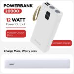 One Life Dual Port Ultra Slim 12W Fast Charging Power Bank with Massive 20000 mAh Capacity & LED Indicator for iPhone Android Mobiles & Tablets (White) - Image 4