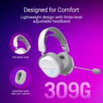 ASUS ROG Pelta Wireless Gaming Headset with Detachable Mic – Tri-Mode (BT, 2.4GHz, USB-C) 50mm Titanium-Plated Drivers, 70Hr Battery, Ergonomic, Lightweight, for PC, PS5, PS4, Switch, Mobile - White - Image 3