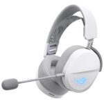 ASUS ROG Pelta Wireless Gaming Headset with Detachable Mic – Tri-Mode (BT, 2.4GHz, USB-C) 50mm Titanium-Plated Drivers, 70Hr Battery, Ergonomic, Lightweight, for PC, PS5, PS4, Switch, Mobile - White - Image 8