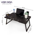 Smart Multipurpose Foldable Laptop Table with Cup Holder, Study Table, Bed Table, Breakfast Table, Foldable and Portable/Ergonomic & Rounded Edges/Non-Slip Legs (Flower COTTED) - Image 3