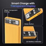 Portronics Luxcell 10K 10000 mAh Designer Power Bank with 22.5W Max Output, LED Indicator, Mach USB-A Output, Type C PD Output, Type C Input, Wake Up Button(Yellow) - Image 4