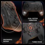 Amazon Basics USB Gamepad with Turbo Mode | Dual Vibration | PS3 & PC Support | X Input & Direct Input | Wired Controller with Ergonomic Design | 1m Cable | Black - Image 5