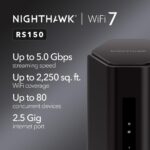 NETGEAR Nighthawk Dual-Band WiFi 7 Router (RS150) - Security Features, BE5000 Wireless Speed (up to 5.0 Gbps) - Covers up to 2,250 sq. ft., 80 Devices - 2.5 Gig Internet Port - Image 3