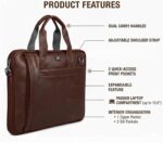 K London 14 Inches Slim Vegan Leather Expandable Men Women Unisex Laptop|MacBook Shoulder|Messenger|Office|Travel|Business Bag for Men Women with Multiple compartments(1808) (Light Brown) - Image 4