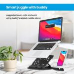 Portronics My Buddy Hexa 22 Laptop Stand with 360° Rotation Base, Mobile Stand, 7 Adjustable Heights, Air Ventilation, Portable & Foldable Design for Upto 15.6 Inches Laptops & MacBook (Black) - Image 3