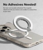 Ringke Smart Ring Magnetic [360 Degree Rotation] Phone Ring Holder, Foldable Adjustable Finger Kickstand, Magnetic Cell Phone Grip Compatible with All iPhone & Android Smartphones - White - Image 4