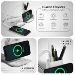 XECH Table Lamp with 15W Fast Wireless Charger | Pen Stand with Multi-Charging Ports | 2 Colour Reading Light | Touch Lamps | USB-C Powered | Birthday Gift for Husband, Wife, Men & Women (Quest PRO) - Image 3