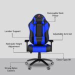 ASE GAMING Modern Series Ergonomic Gaming Chair Premium PU Leather, Adjustable Neck & Lumbar Pillow, 180 Degree Recline with Black Metal Base (Blue) - Image 3