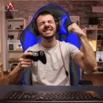 ASE GAMING Modern Series Ergonomic Gaming Chair Premium PU Leather, Adjustable Neck & Lumbar Pillow, 180 Degree Recline with Black Metal Base (Blue) - Image 5