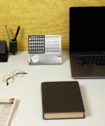 Perpetual Calendar, Lifetime Table Calender, Permanent Desk Calander with Clock, Adjustable Date & Month Display for Home/Office/Corporate Gifts (Metal-Silver) (105 X 40 X 85 mm) - Image 5