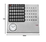 Perpetual Calendar, Lifetime Table Calender, Permanent Desk Calander with Clock, Adjustable Date & Month Display for Home/Office/Corporate Gifts (Metal-Silver) (105 X 40 X 85 mm) - Image 6