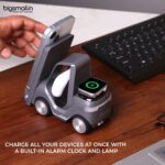 Bigsmall Charge Cruiser - 3-in-1 Wireless Charger with Clock | Wireless Magentic Charger for iPhone,Smart Phone,Smart Watch,Earpod & Digital Clock | Alarm Clock & Lamp | Compact Toy Car Design | Black - Image 3