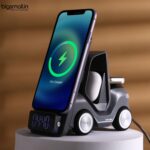Bigsmall Charge Cruiser - 3-in-1 Wireless Charger with Clock | Wireless Magentic Charger for iPhone,Smart Phone,Smart Watch,Earpod & Digital Clock | Alarm Clock & Lamp | Compact Toy Car Design | Black - Image 4