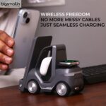 Bigsmall Charge Cruiser - 3-in-1 Wireless Charger with Clock | Wireless Magentic Charger for iPhone,Smart Phone,Smart Watch,Earpod & Digital Clock | Alarm Clock & Lamp | Compact Toy Car Design | Black - Image 5