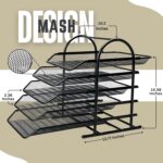 File Desk Tray, 5-Tier Sliding Shelf Countertop Metal Mesh File/Documents/Letters/A4 Size Files Rack Organizer With Slidable Compartments - Black - Image 3