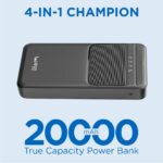 Ubon 20000 mAh Power Bank (PBX2002) | 15 Watt Fast Charging | Smart IC Protection | Dual Output & Input | for Smartphones, TWS Earbuds, Speakers, Tablets (Black) - Image 4