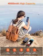 Solar Charger Power Bank, PD 20W Fast Charging External Batter, 40000mAh Portable Phone Charger Built in 4 Cables with Dual Bright Flashlights for Camping, Hiking, and Outdoor Use - Image 4