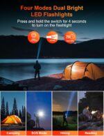 Solar Charger Power Bank, PD 20W Fast Charging External Batter, 40000mAh Portable Phone Charger Built in 4 Cables with Dual Bright Flashlights for Camping, Hiking, and Outdoor Use - Image 7